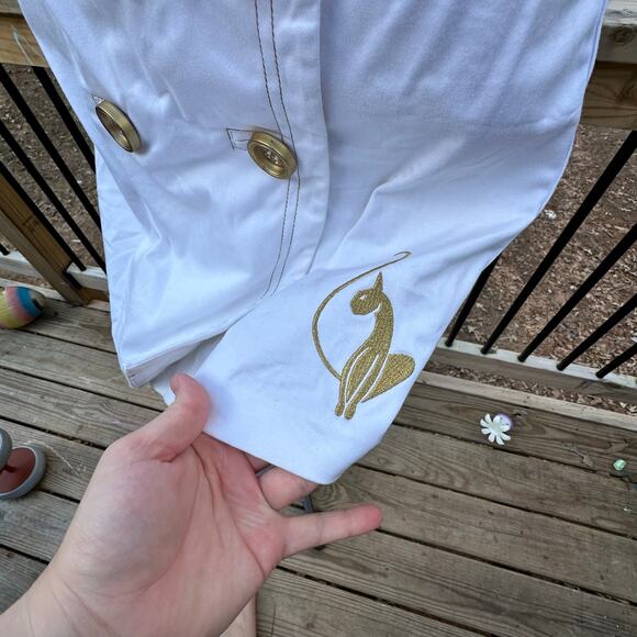 Vintage Y2K White and Gold Baby Phat Strapless Belted Buttoned Minidress Sz S - Picture 6 of 13